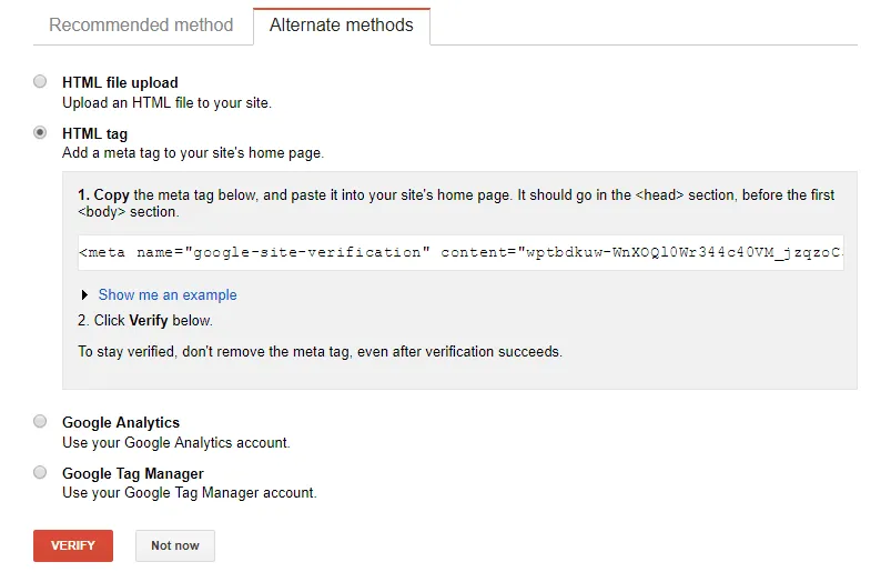 Google-Search-Console-Verification-HTML-Tag