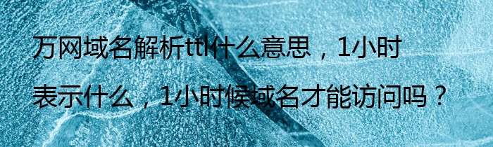 万网域名解析ttl什么意思，1小时表示什么，1小时候域名才能访问吗？