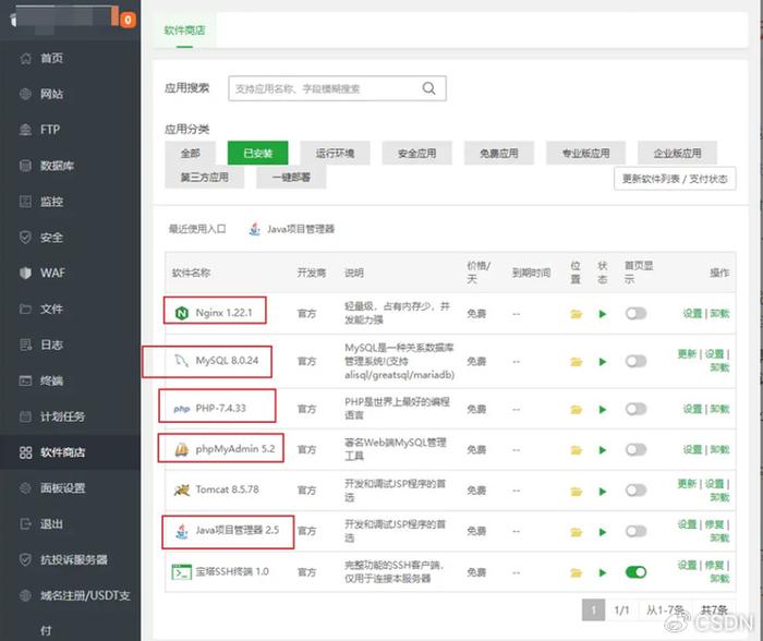 WordPress官网小程序搭建教程_CloudShell宝塔面板登录指令_nginx phpmyadmin 配置